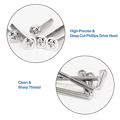 WELLOCKS M4 Cabinet Pull Screws, Silver 25 to 50mm 200 PCS - color: Silver, size: 200PCS