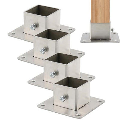 Wealrit Square Post Bases Deck Post Brackets 4PCS,1.22" Flange Anchor Base - style: 4 pcs 1.22" Silver