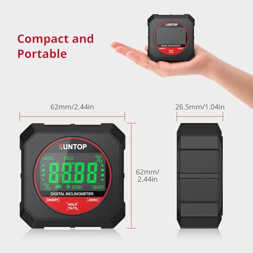 XUNTOP 4x90° Digital Angle Finder with Strong Magnetic Bottom