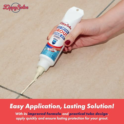 ZippySolve Tile Grout Repair Kit, Refresh Tile, Grout Sealer (8.8oz, Ivory) - color: Ivory