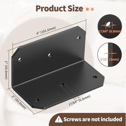 2x4 Inch 90 Degree Corner Bracket, 200 LBS, Black, 8 Pack - color: Black-8PCS