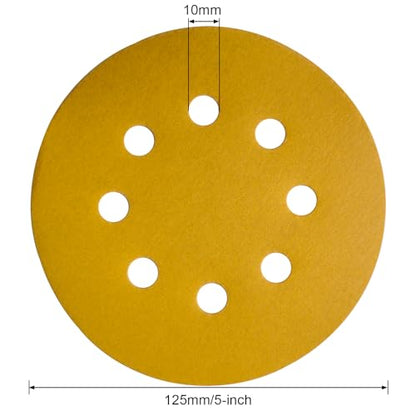 JUNE SUN 50Pcs 5 Inch 8-Hole 400 Grit Hook & Loop Sanding Discs - style: 400 Grit, 50Pcs