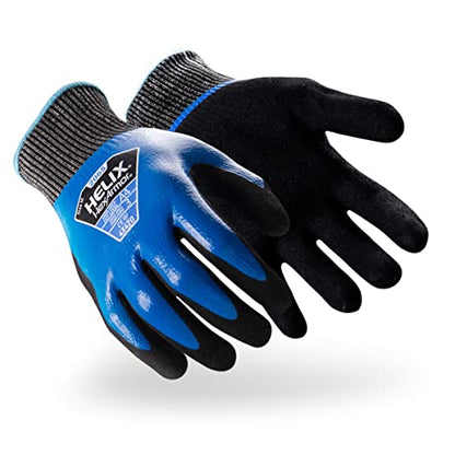 HexArmor Helix 2065 Fluid-Resistant Work Gloves – Double-Dipped Nitrile Waterproof Coating, ANSI Cut Protection, Sandy Nitrile Palm for Oily Grip, 13-Gauge HPPE Shell, Industrial Strength | X-Large - color: Helix 2065, Blue, A3 Cut Resistance, Liquid-resi