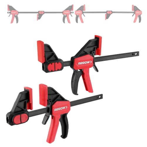ARROW 2-Piece 6" Medium Duty Bar Clamps for Woodworking with 150LBS Force - size: 6"(2)