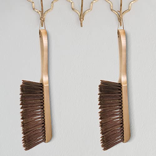 Patelai 2 Pieces Wooden Bench Brushes, Soft Bristles, Long Wood Handle, Brown - color: Brown