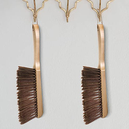 Patelai 2 Pieces Wooden Bench Brushes, Soft Bristles, Long Wood Handle, Brown - color: Brown