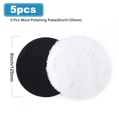 5 PCS 5 Inch Wool Polishing Pad Buffing Pads - size: 5 INCH
