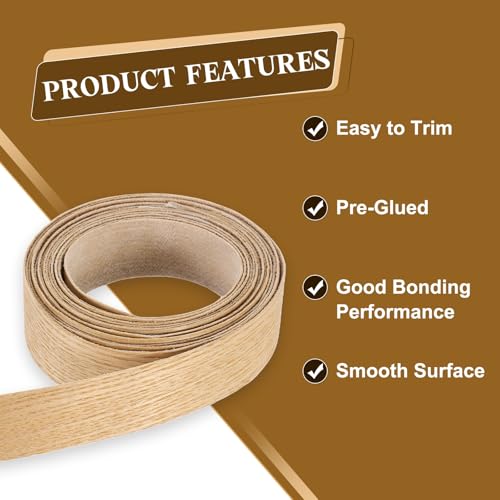 uxcell 7/8 Inch x 10ft Wood Veneer Edge Banding, Pre-Glued Flexible Ash Edging Strips, Iron on with Hot Melt Adhesive Wood Tape for Cabinet Repair and Furniture Restoration - size: 7/8 Inch x 10ft