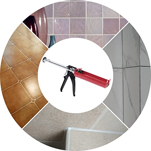 Double Barrel Manual Caulking Gun, 3-Rod Stable Structure, Ergonomic Handle, for 400ml/13.5oz (1:1) Sealant, for Kitchen, Bathroom, Window, Sink Joint Filling
