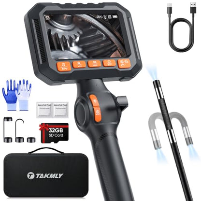 T Takmly Articulating Borescope, 1080P HD Endoscope for Inspection - color: Orange