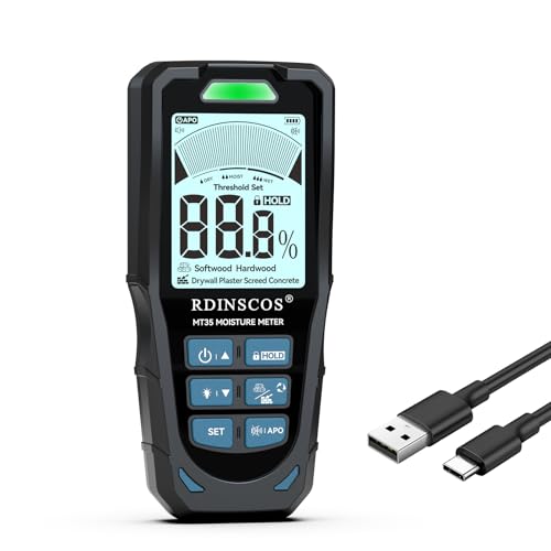 RDINSCOS MT35 Rechargeable Pinless Moisture Meter - color: Black