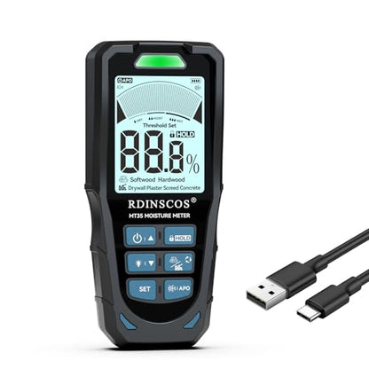 RDINSCOS MT35 Rechargeable Pinless Moisture Meter - color: Black