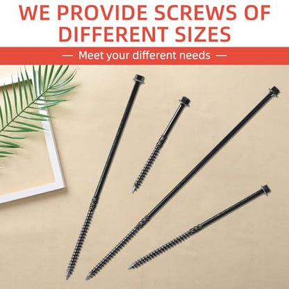 #14x4 Black Hex Exterior Lag Screws, Structural Wood Screw, Heavy DutyTimber Screws Includes Hex Socket (50Pcs) - size: #14 x 4"