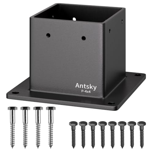 4×4"(Actual: 3.5×3.5inch) Post Stainless Steel Flange Anchor Base with Screws for Deck Railing，Black Finish (1 Pack) - size: 4×4"(Actual:3.5×3.5inch), style: 1Pack