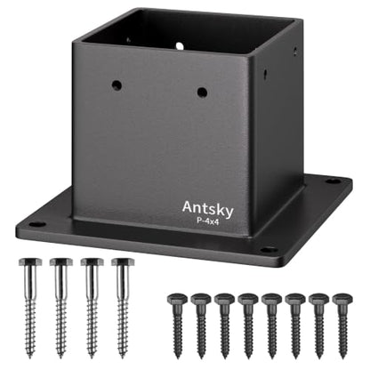 4×4"(Actual: 3.5×3.5inch) Post Stainless Steel Flange Anchor Base with Screws for Deck Railing，Black Finish (1 Pack) - size: 4×4"(Actual:3.5×3.5inch), style: 1Pack