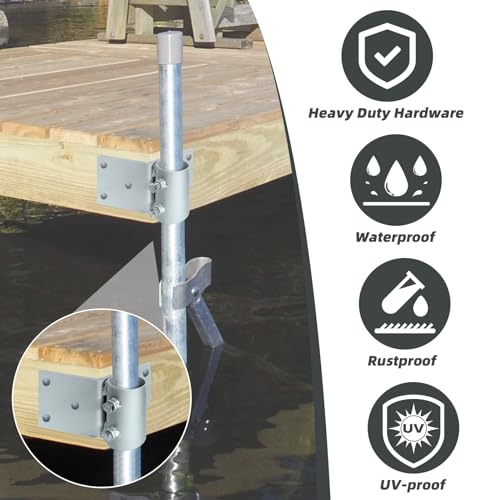Stationary Dock Heavy Duty Hardware Side Leg Pipe Holder,Floating Dock Brackets Hardware,Dock Pipe Brackets Sleeve Holder for Pipe Pole Post,7/16" Holes for 3/8" Carriage Bolts - style: 2 Pack Dock Corner Leg Holder