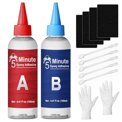 5 Minute Epoxy Glue 8.45 fl oz, Fast Cure Clear 2 Part Epoxy Adhesive