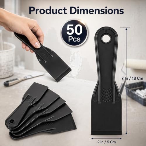 50 Pcs 2 Inch Plastic Putty Knife Flexible Putty Knife Scraper