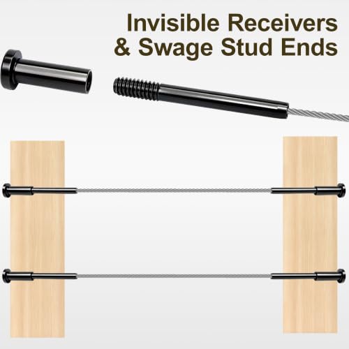 50-Pack 1/8" T316 Black Stainless Steel Invisible Cable Railing Kit