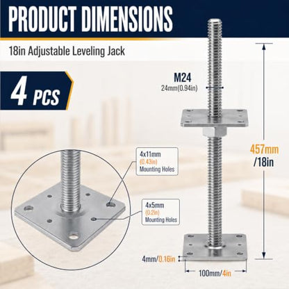 4 Pack 18" Adjustable House Floor Jacks