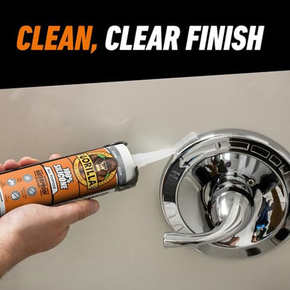 Gorilla 100% Silicone Waterproof Caulk, Clear, 10 oz Cartridge - color: Clear, size: 10oz