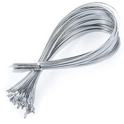 Metal Zip Ties of 100 Pcs, 24 IN 304 Stainless Steel Cable Ties, Heavy Duty Metal Zip Ties for Exhaust Wrap, Heat Resistant Fencing Ties. for Pipe, Auto repair. L/24”(600mm) W/0.18”(4.6mm) - size: 600 mm( 24 inches )