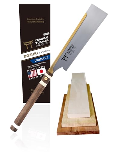 Temple Tool Co. Japanese Pull Saw - Crosscut 9.5 - Hand Saw for Joinery Crosscuts, Kumiko, Tenon Shoulders - style: Dozuki Crosscut