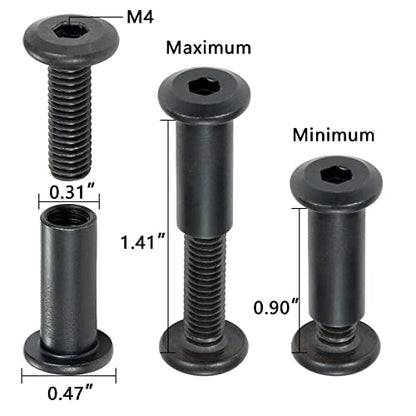40 Sets Black Furniture Connector Bolts M6x20mm Binding Screws for Wood - color: M6x20mm-Black-D
