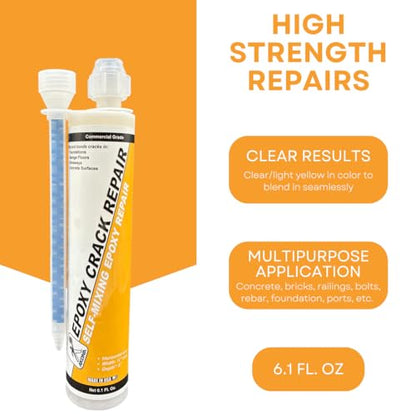 Epoxy Crack Repair - 6 Ounces, Crack Filler for Concrete, Brick, Leaks