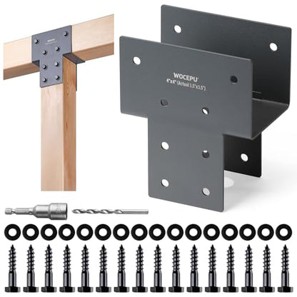 1 Pack Heavy Duty 4x4 (Actual 3.5"x3.5") Stainless Steel Post Caps Tie Bracket , Fit Connecting Wood Gazebo, Deck Patio Post and Wood Beams Bracket (Dark Ggray) - size: Standard 4"x4"(Actual 3.5"x3.5")