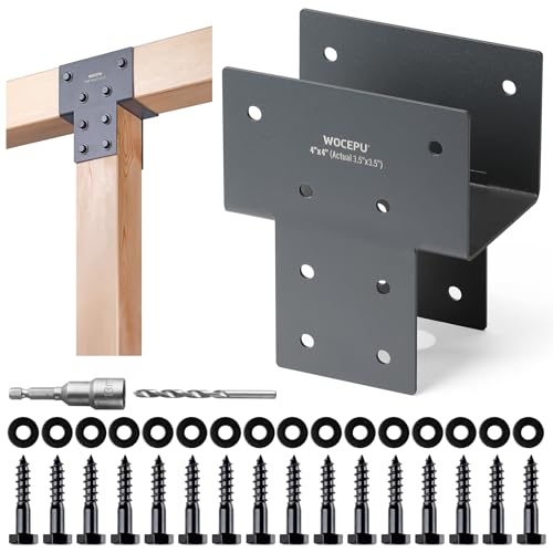 4 Pack Heavy Duty 4x4 (Actual 3.5"x3.5") Stainless Steel Post Caps Tie Bracket, Fit Connecting Wood Gazebo, Deck Patio Post and Wood Beams Bracket (Dark Ggray) - size: Standard 4"x4"(Actual 3.5"x3.5")