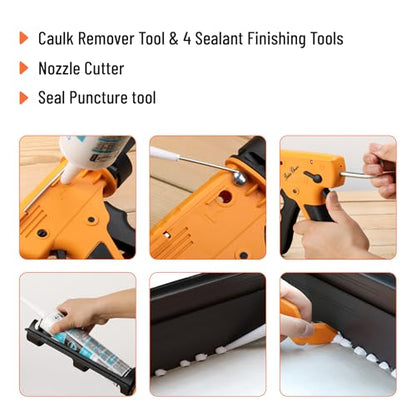 Bates- Caulking Gun Kit, 10:1 Thrust Ratio, 3 in 1 Caulk Gun No Drip, Caulking Tool Gun, Hand Caulking Guns, Silicone Gun, Caulking Gun Tool, No Drip Caulk Gun