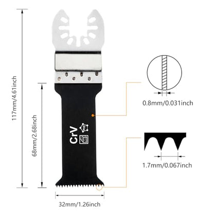 1-1/4" Multifunction Standard E-Cut Saw Blades with Stainless Steel Holder Oscillating Saw Blades for Wood, Plastic (3-Pack) - color: 1-1/4"(Crv), size: 3--PACK