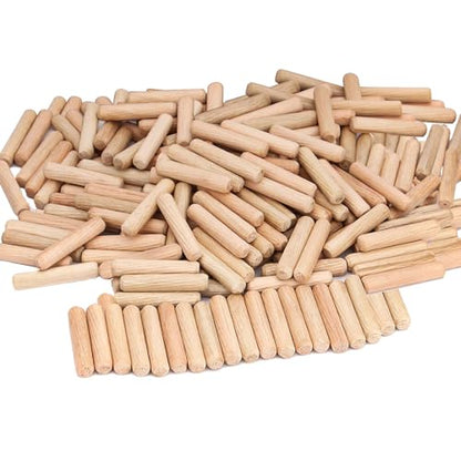 ZOENHOU 1000 PCS 6mm x 1 1/2‘’ Wooden Dowel Pins, Straight Dowel Rods Made of Hard Wood, Fluted Wood Dowel Plugs with Beveled Ends Tapered for Easy Insertion, Accessory Kit for Woodworking Furniture - size: 6mm x 1 1/2‘’