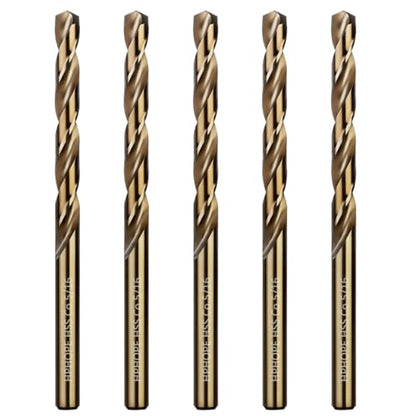 5/16 Inch Cobalt Drill Bits 5Pcs - HPHOPE M35 HSS Metal Twist Drill Bits Set, Jobber Drill Bits Length and Straight Shank, Suitable for Drilling in Hard Metal, Stainless Steel, Cast Iron - size: 5/16-inch, 5Pcs