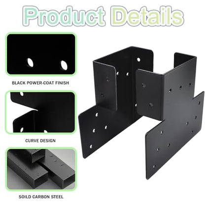 (8 Pack) Black T Shaped Post to Beam Connector, Heavy Duty Roof Tie Bracket - color: 4X4(8 PACK)