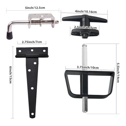 Double Door Shed Hardware Kit -Includes Window and Door/Window Hinge Set, Complete with Hinges, Latches, and T-Handle Lock -, for Gates, playrooms