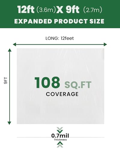 Voomey 6-Pack Plastic Drop Cloth 9x12 Feet - Waterproof and Clear Drop Cloth for Painting Sheet - Plastic Sheeting - Furniture Protection, and Floor Covering
