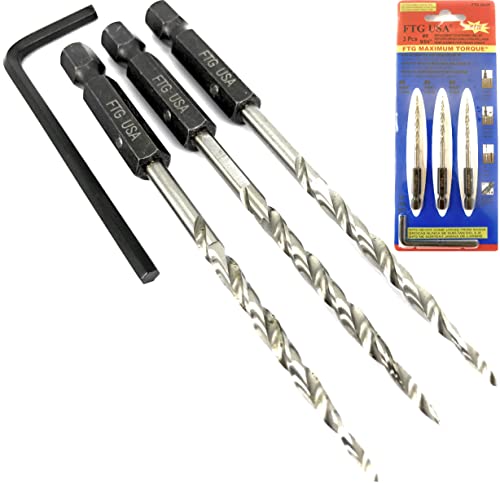 FTG USA 3 Pc #6 (9/64") Replacement Tapered Countersink Drill Bit Hex Shank - size: #6, style: 3 Piece Same Size