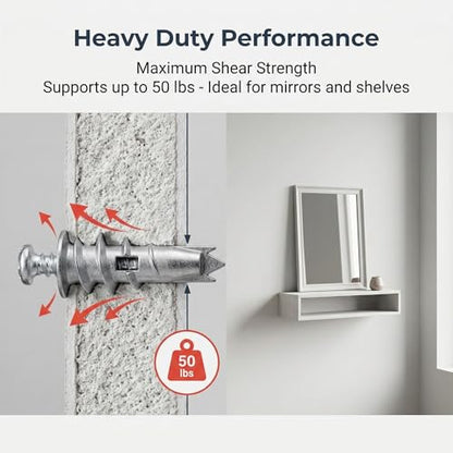 50 Zinc Self-Drilling Drywall Anchors with 50#8 x 1-1/4" Screws