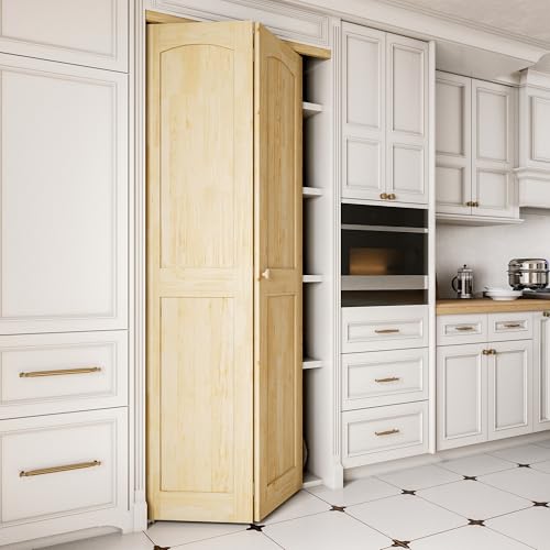 Bifold Doors for 24"x80" Opening, Solid Pine Wood Interior Folding Doors - size: 35.45" x 77.75" (fit 36*80.5-80.75 opening)