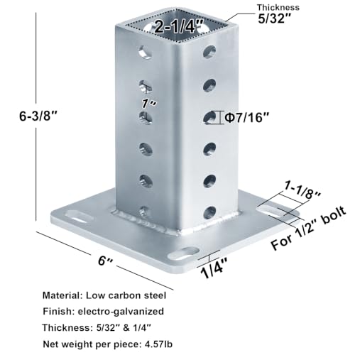 2 Pack 2-1/4" x 2-1/4" Square Sign Post Anchor Base,Surface Mount - size: for 2-1/4" Post