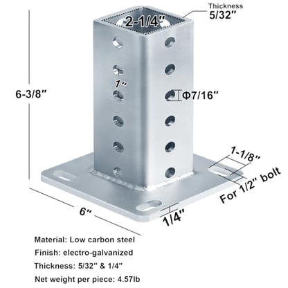 2 Pack 2-1/4" x 2-1/4" Square Sign Post Anchor Base,Surface Mount - size: for 2-1/4" Post