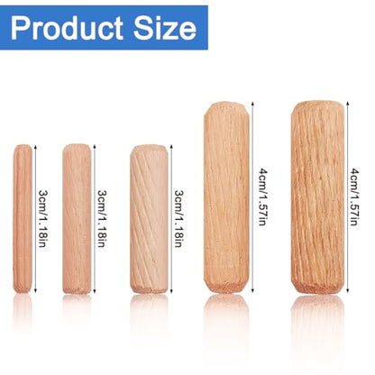 30Pcs Assorted Wooden Dowel Pins, M4 M6 M8 M10 M12 Fluted Hardwood Grooved Plugs for Furniture Woodworking, DIY Crafts Carpentry (5/32 to 1/2 Inch, 4/6/8/10/12mm) - size: 5 Sizes(M4 M6 M8 M10 M12)