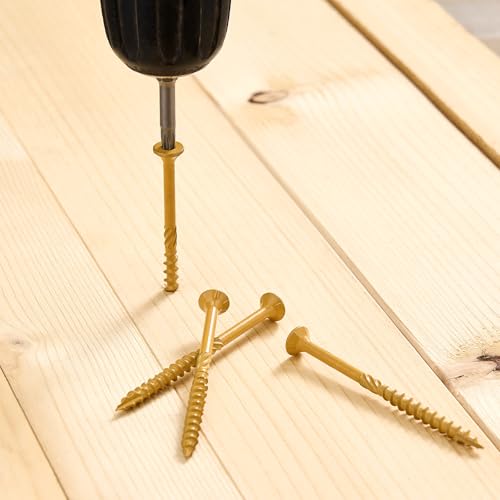 50 PCS #10 x 3” Deck Screws Self-Tapping Outdoor Wood Screws - color: Tan, size: #10x3"