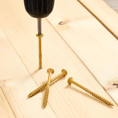 50 PCS #10 x 3” Deck Screws Self-Tapping Outdoor Wood Screws - color: Tan, size: #10x3"