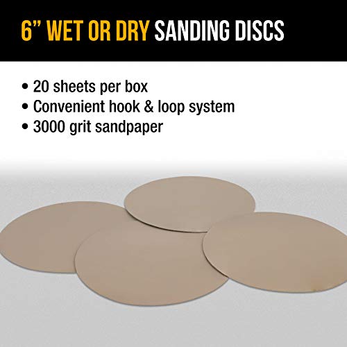 Dura-Gold 6" Wet or Dry Sanding Discs, 3000 Grit (Box of 20), Hook & Loop - size: 3000-Grit