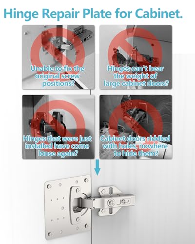 2 pcs Soft Close Cabinet Hinges + 4 pcs Hinge Repair Plates+Screws