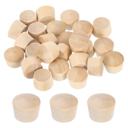 uxcell 26Pcs Wood Button Plugs, 11.5mm/0.45" Flat Head Hardwood Screw Hole Plug Wooden Caps Buttons Wood Plug for Furniture Woodworking Craft Decor (13mm x 11.5mm) - size: 13x11.5x9mm