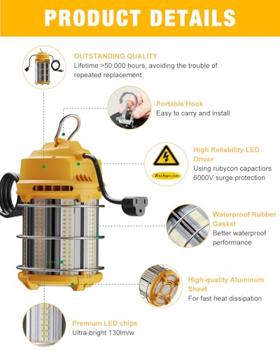 LED Temporary Work Light 100W 13000LM 5000K Construction Light - color: 100W